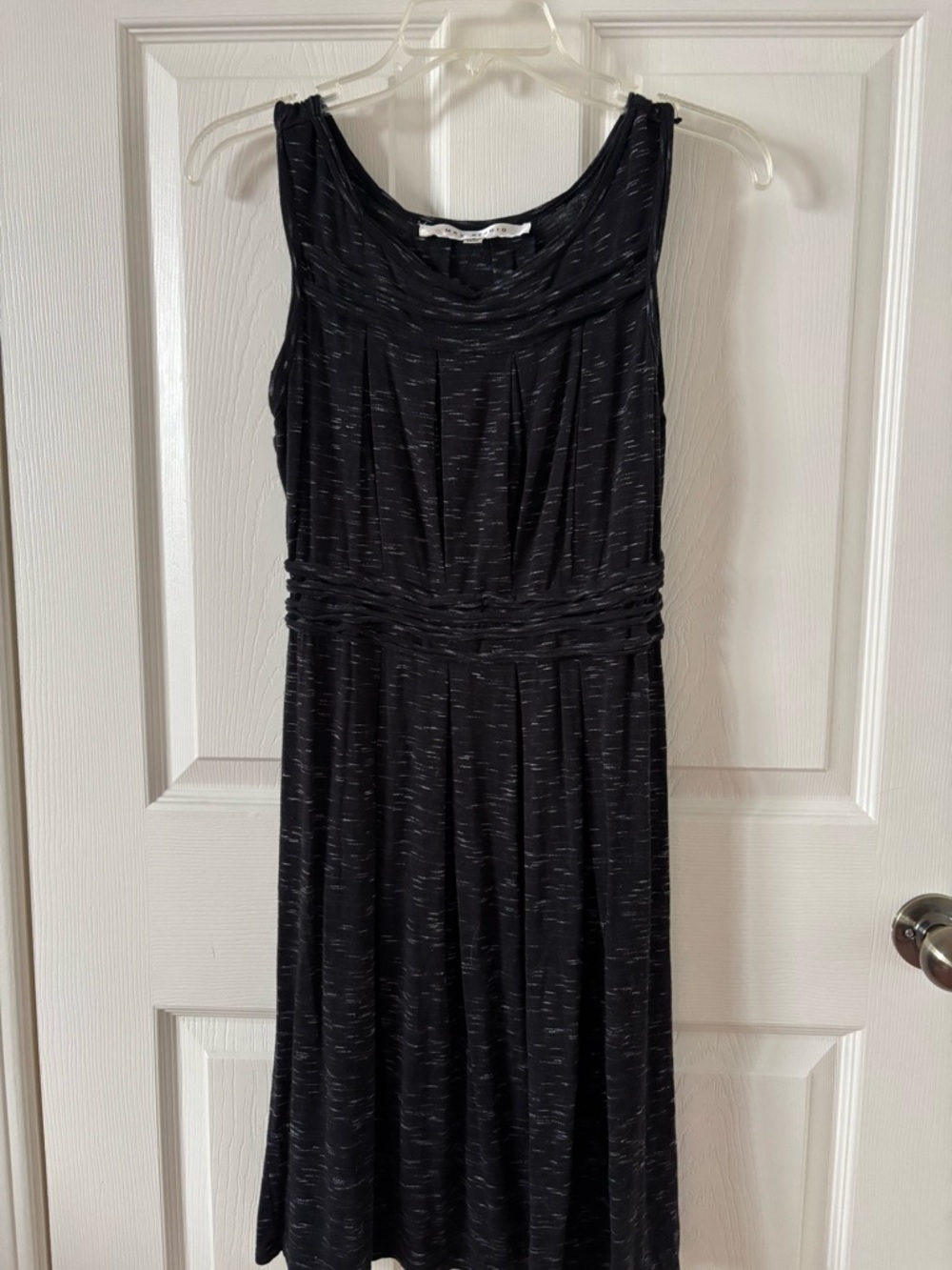 Max Studio Black Heathered Sleeveless Midi Dress